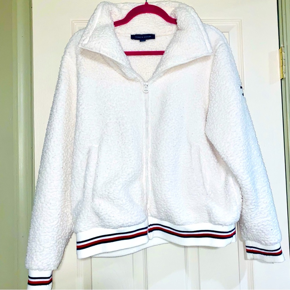 Tommy Hilfiger cream fleece zip up jacket size M
